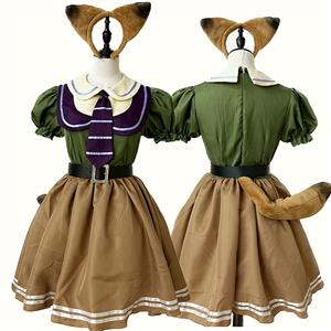 Lovely Girl Short Sleeve Fox Dress Nick Wilde Police Cosplay Costume N22843