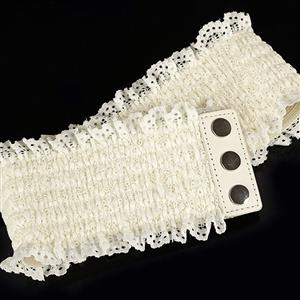 Fashion White Faux Leather Floral Lace Lace-up Elastic Wide Waist Belt N16942