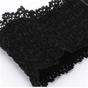 Fashion Black Faux Leather Floral Lace Lace-up Elastic Wide Waist Belt N16944