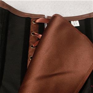 Sexy Brown Leather and Satin Buckle-up Zipper Corset N22904