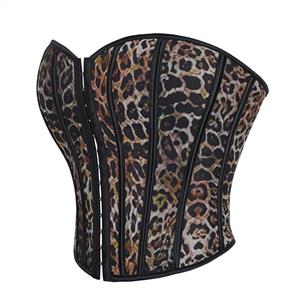 Leopard Print Corset Top for Women, Strapless Bustier with Adjustable Fit and Waist Training Design N23842