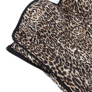 Leopard Print Corset with Side Zipper, Back Lace-Up Bustier, Strapless Waist Trainer for Women N23841