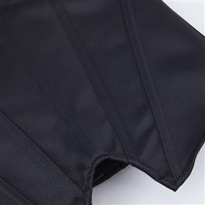 Black Strapless Corset Top with Front Lace-Up, Boned Waist Trainer with Side Zipper N23845