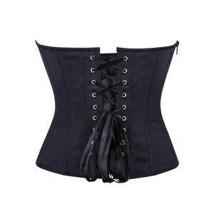 Black Strapless Corset Top with Front Lace-Up, Boned Waist Trainer with Side Zipper N23845