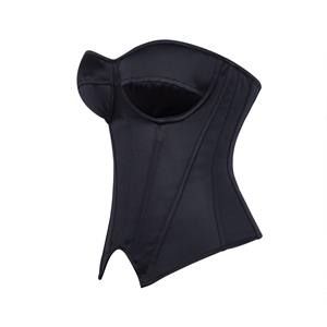 Black Strapless Corset Top with Front Lace-Up, Boned Waist Trainer with Side Zipper N23845