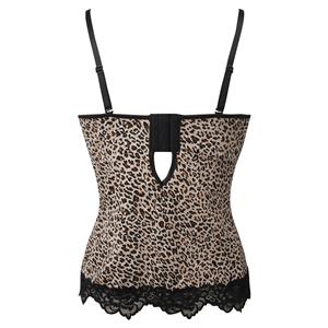 Leopard Print Lace Camisole - Adjustable Straps Back Keyhole Design Women's Top N237831