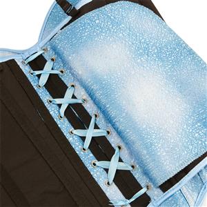 Light Blue Corset with Adjustable Back Lace-Up, Strapless Waist Trainer for Steel Bone Women N23848