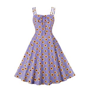Lovely Daisy Print Midi Dress, Vintage Daisy Print Cocktail Party Dress, Fashion Casual Office Lady Dress, Sexy Tea Party Dress, Retro Party Dresses for Women 1960, Vintage Dresses 1950's, Sexy OL Dress, Vintage Party Dresses for Women, Sexy Spaghetti Straps Dress for Women, #N22999