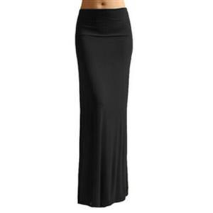 Hot Selling Lightweight Floor Length Fold Over Maxi Skirt N12869