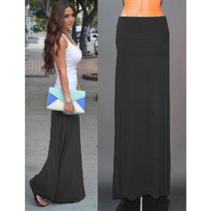 Hot Selling Lightweight Floor Length Fold Over Maxi Skirt N12869