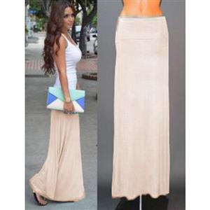 Hot Selling Lightweight Floor Length Fold Over Maxi Skirt N12874