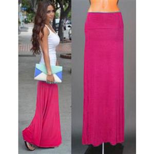 Hot Selling Lightweight Floor Length Fold Over Maxi Skirt N12876