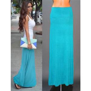 Hot Selling Lightweight Floor Length Fold Over Maxi Skirt N12878