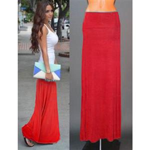 Hot Selling Lightweight Floor Length Fold Over Maxi Skirt N12879