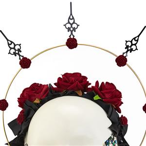 Gothic Lolita Dark Red Rose Needle Halloween Hair Accessory J22910