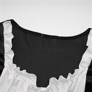 Women's Black Adult Short Sleeve Maid Dress Cosplay Halloween Costume N23195