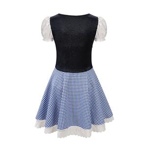 Women's Blue Adult Short Sleeve Maid Dress Cosplay Halloween Costume N23196