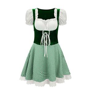 Christmas Cheer Costume, Women's Beer Girl Costume, Bavarian Beer Girl Costume, French Maid Waitress Clubwear, Oktoberfest Wench Adult Dirndl Dress, Girl Cosplay Maid Halloween Costume, Lovely Short Sleeve Dress Costume,#N23197