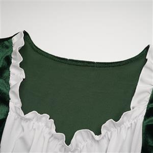 Women's Green Adult Short Sleeve Maid Dress Cosplay Halloween Costume N23197