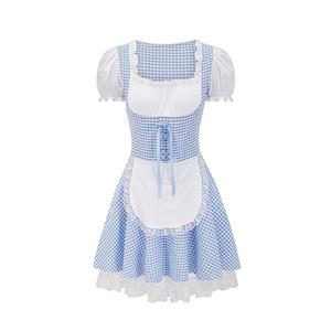 Christmas Cheer Costume, Women's Beer Girl Costume, Bavarian Beer Girl Costume, French Maid Waitress Clubwear, Oktoberfest Wench Adult Dirndl Dress, Girl Cosplay Maid Halloween Costume, Lovely Short Sleeve Midi Dress Costume,#N23091