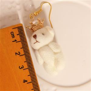 Fashion Earrings Lovely Little Toy Polar Bear Wearing Golden Crown J18435