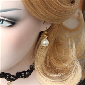 Retro Alloy Earrings, Gothic Style Earrings, Fashion Artificial Pearl Earrings for Women, Vintage White Pearl Earrings, Casual Venetian Pearl Earrings, Victorian Gothic Pearl Earrings, Fashion Venetian Earrings, #J18436