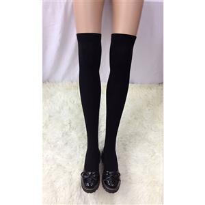 Cute Black Stockings, Sexy Thigh Highs Stockings, Pure Black Cosplay Stockings, Anime Thigh High Stockings, Stretchy Nightclub Knee Stockings, #HG18456