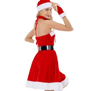 Lovely Red Christmas Wed Shoulder Backless Mini Holiday Dress XT22542