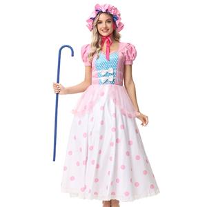 Fancy Tale Ball Costume, Sexy Pink Costumes, Sexy Csoplay Costume, Deluxe Pink Cosplay Costume, Deluxe Princess Dress,Lovely Girl Short Sleeve Long Dress Toy Story Bo Peep Cosplay Fancy Ball Costume.#N22914