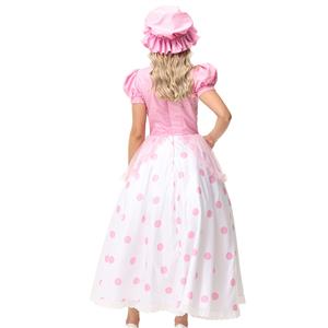 Lovely Girl Short Sleeve Long Dress Toy Story Bo Peep Cosplay Fancy Ball Costume N22914