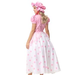 Lovely Girl Short Sleeve Long Dress Toy Story Bo Peep Cosplay Fancy Ball Costume N22914