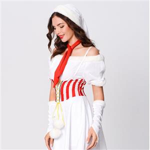 Elegant White Spaghetti Straps Dew Shoulder Christmas Mini Holiday Dress XT22535