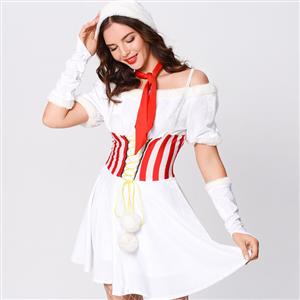 Elegant White Spaghetti Straps Dew Shoulder Christmas Mini Holiday Dress XT22535