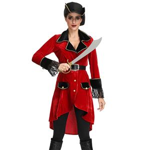 4pcs Luxury Women's Captain Pirate Adult Halloween Cosplay Costume N19395