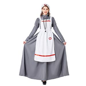 3pcs Medieval Medical Staff Long Dress Nurse Outfit Adult Cosplay Party Costume N20737