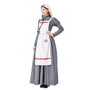 3pcs Medieval Medical Staff Long Dress Nurse Outfit Adult Cosplay Party Costume N20737