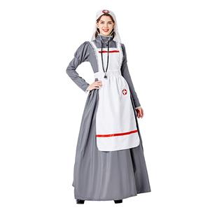 3pcs Medieval Medical Staff Long Dress Nurse Outfit Adult Cosplay Party Costume N20737