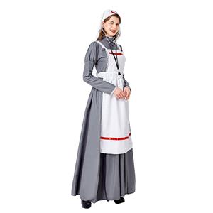 3pcs Medieval Medical Staff Long Dress Nurse Outfit Adult Cosplay Party Costume N20737