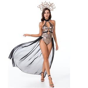 Sexy Medusa Evil Snake Greek Mythology Goddess Adult Bodysuit Halloween Cosplay Costume N21445