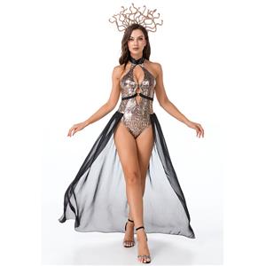 Sexy Medusa Evil Snake Greek Mythology Goddess Adult Bodysuit Halloween Cosplay Costume N21445