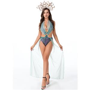 Sexy Medusa Evil Snake Greek Goddess Adult Bodysuit Egyptian Queen Halloween Costume N21448