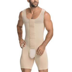 Men's Apricot Eye & Hook Closure Shapewear Body Shaper Bodysuit for Sport N18881