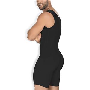 Men's Black Eye & Hook Closure Shapewear Body Shaper Bodysuit for Sport N18880