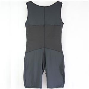 Men's Black Eye & Hook Closure Shapewear Body Shaper Bodysuit for Sport N18880