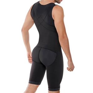 Men's Black Zipper Closure Shapewear Body Shaper Bodysuit for Sport N18882