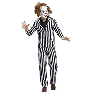 Men's Horror Beetle Film Master Black and White Striped Suit Adult Halloween Cosplay Costume N19397