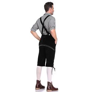 Men's Deluxe Suspenders and Gingham Shirt Bavarian Oktoberfest Lederhosen Costume N19865