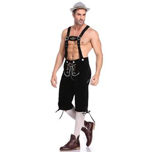 Men's Deluxe Suspenders and Gingham Shirt Bavarian Oktoberfest Lederhosen Costume N19865