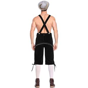 Men's Deluxe Suspenders and Gingham Shirt Bavarian Oktoberfest Lederhosen Costume N19865