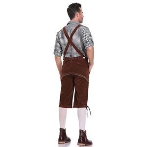 Men's Deluxe Suspenders and Gingham Shirt Bavarian Oktoberfest Lederhosen Costume N19866
